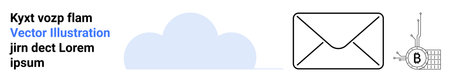 Large cloud backdrop with vector envelope icon and blockchain symbol. Ideal for cloud computing, email services, blockchain technology, data storage, secure communication, fintech, tech startupsのイラスト素材