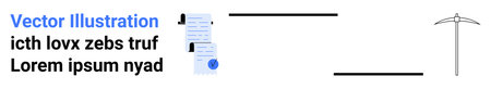 Business document with signature, checklist, text blocks, and pen. Ideal for business, contracts, documentation, office work, agreements, legal documents, and organizational tools. Landing pageのイラスト素材