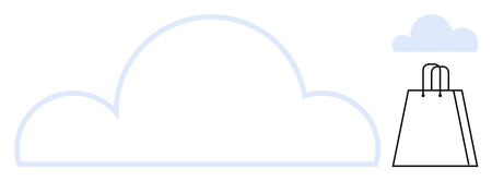 Cloud shape next to a shopping bag suggests integration of online shopping and cloud storage. Ideal...