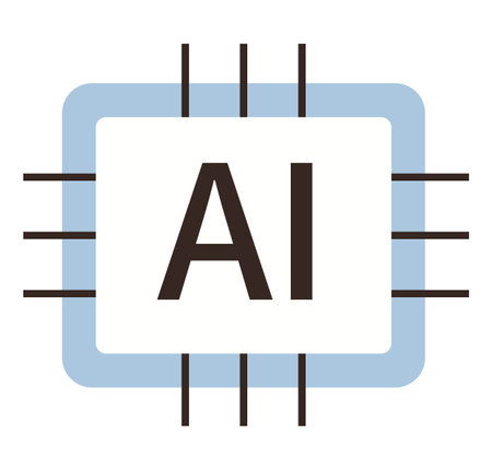 Simple microchip design featuring AI text at the center, surrounded by connecting lines. Ideal for...
