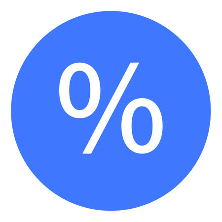 Percentage symbol in a blue circular background. Ideal for finance, discounts, sales, statistics, mathematics, education, and marketing. Landing pageのイラスト素材