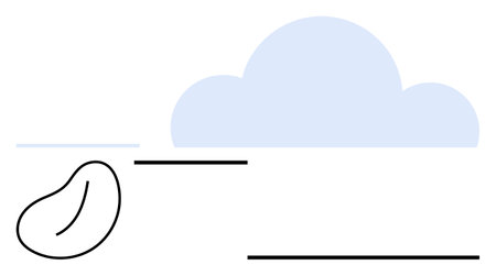 Cloud silhouette with blue tint, abstract bean-thumbs up shape, and black horizontal lines. Ideal...