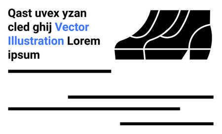 Abstract shoes icon paired with bold text and simple line graphics. Ideal for advertising, branding, marketing, fashion, editorial design, modern layouts, flat landing page bannerのイラスト素材
