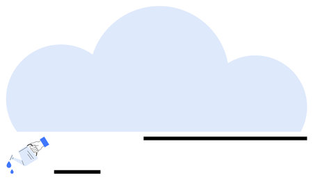 Large blue cloud, water bottle pouring droplets. Ideal for data storage, sustainability, resource...