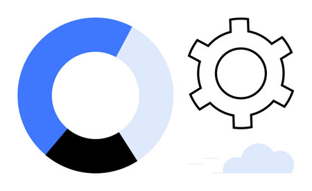Circular chart with three segments, a gear icon symbolizing settings or automation, and a subtle...