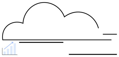 Abstract cloud outline with a simple upward-trending line chart. Ideal for technology, data storage, cloud computing, business growth, analytics, future innovation, and digital transformation. Flatのイラスト素材