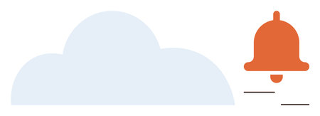Blue cloud beside orange notification bell with motion lines conveys alerts, updates, and...