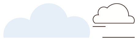 Two cloud shapes, one solid and one outlined with lines, evoke technology, storage, weather, or creativity. Ideal for digital data, efficiency, tech modern life simplicity innovation clean flatのイラスト素材