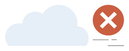 Cloud symbol paired with red cross icon signaling error or failed operation, emphasizing cloud...