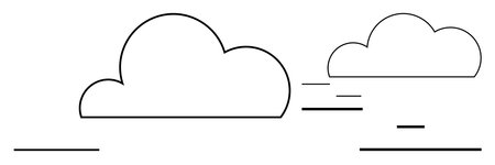 Modern abstract clouds with clean, minimalist lines and linear patterns evoke serenity and lightness. Ideal for weather, nature, technology, future, environment, design, and simple landing pageのイラスト素材