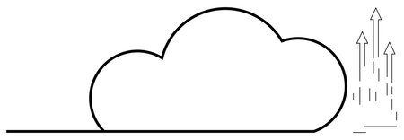 Cloud outline with upward arrows symbolizing data transfer, growth, and innovation. Ideal for technology, connectivity, cloud storage, data processing, efficiency innovation progress. Simple flatのイラスト素材