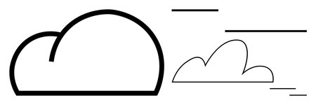 Bold outlined cloud with stylized curved lines representing wind. Minimalist aesthetics. Ideal for weather forecast, nature, climate, environment, wind, speed technology. Simple flat metaphorのイラスト素材