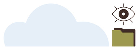 Cloud storage symbol with an eye above a file folder indicating security, privacy, data management. Ideal for technology, cybersecurity, cloud storage, file sharing, data privacy, monitoring simpleのイラスト素材