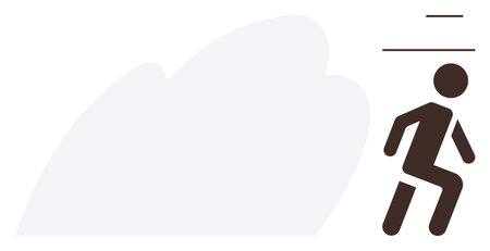 Simplified figure in running stance with speed lines indicating movement and progress. Ideal for fitness, agility, motion, success, determination, sports, and goal achievement. Simple flat metaphorのイラスト素材