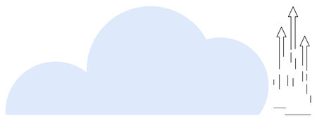 Soft blue cloud alongside ascending arrows symbolizing progress, data growth, tech innovation, and positive momentum. Ideal for business growth, technology, cloud computing, data, successのイラスト素材