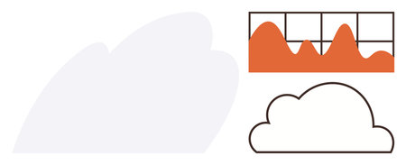 Cloud with statistical chart illustrating analytics, data trends, and storage. Ideal for cloud computing, data analysis, technology, innovation, digital transformation, business growth simple flatのイラスト素材