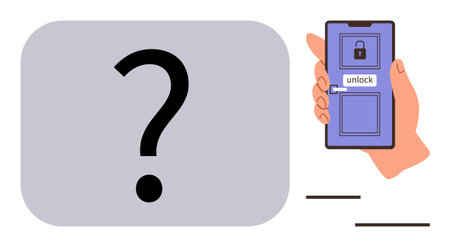 Hand holding smartphone displaying lock icon and unlock prompt, emphasizing security and data...