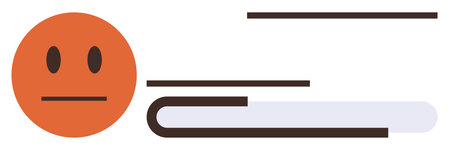 Neutral face beside an open book with horizontal lines symbolizing text or knowledge. Ideal for education, learning, simplicity, communication, neutrality, reading, knowledge-sharing. A simple flatのイラスト素材