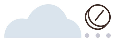 Soft blue cloud with lock element and three dots symbolizing safety, data protection, and...