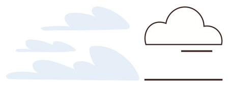 Cloud outline beside flat, airy shapes symbolizing sky, lightness, and tranquility. Ideal for...