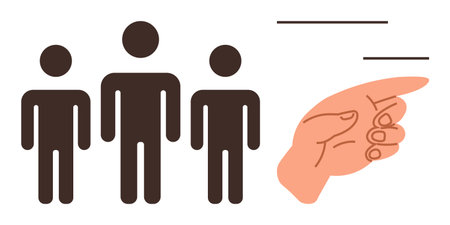 Hand gestures toward three human figures, signifying choice, leadership, teamwork, or inclusion....