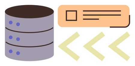 Server stack, user interface block, and arrows representing data flow. Ideal for technology,...