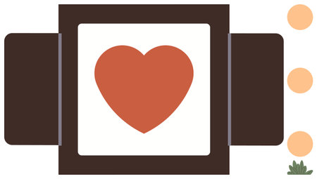 Central heart within a square border, flanked by rectangles and circles, hints connection and warmth. Ideal for love, relationship, health, mindfulness, community, self-care simple flat metaphorのイラスト素材