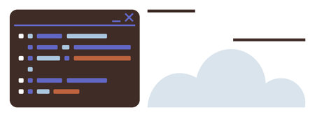 Coding interface alongside a cloud graphic representing cloud computing, technology, and innovation....