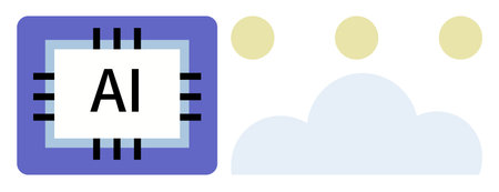 AI processor chip with cloud graphic highlights data integration, innovation, and future technology. Ideal for AI, cloud computing, data processing, innovation, machine learning, automation digitalのイラスト素材