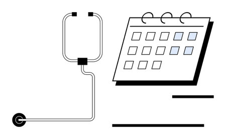 Medical IV drip connected to a portable pole paired with a calendar. Ideal for healthcare, patient care, therapy scheduling, medical treatment, clinical appointments, medication tracking, simple flatのイラスト素材