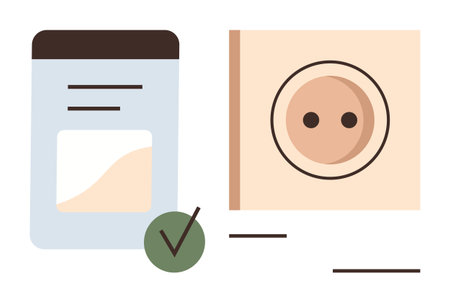 Electrical outlet and checklist visually highlight themes of energy conservation, eco-friendly...