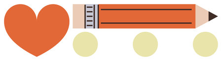 Heart, pencil, and three dots capture creativity, passion, and expression. Ideal for design, writing, education art communication teamwork and inspiration. A simple flat metaphorのイラスト素材