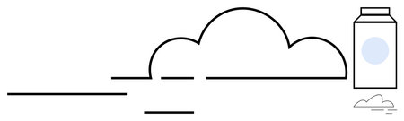 Abstract cloud with flowing lines and a milk carton creates a clean minimalist composition. Ideal for themes thumbs up creativity, simplicity, sustainability, dairy, imagination, modernityのイラスト素材