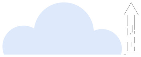 Light blue cloud shape with a dynamic upward arrow representing growth, innovation, and data transfer. Ideal for technology, internet, growth, data storage, progress, innovation server and simpleのイラスト素材