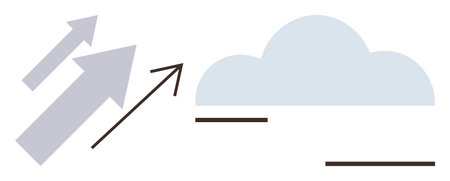Arrows moving upward with a cloud in background, symbolizing growth, ambition, and goal setting. Ideal for success, motivation, innovation, aspiration, cloud computing data simple flat metaphorのイラスト素材