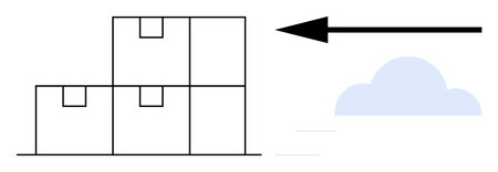 Logistics concept. Focus on stacked boxes shipments, with a directional arrow and cloud symbol to suggest streamlined delivery services. Logistics supports supply chain, shipping, delivery, goodsのイラスト素材