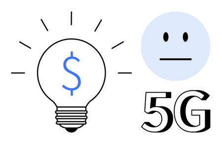 Technology, innovation, communication, finance, 5G networks, business solutions. Light bulb with...