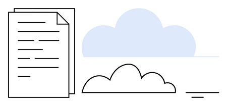 Cloud storage concept. Cloud storage ed with simple icons for secure document management and data accessibility. Cloud storage ensures easy file sharing and backup. Perfect for data managementのイラスト素材