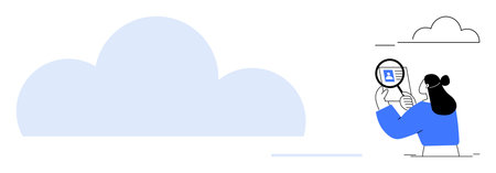 Cloud computing concept. Cloud computing enables efficient data storage, retrieval, and analysis. Cloud computing supports businesses, data security, app development, and remote collaborationのイラスト素材