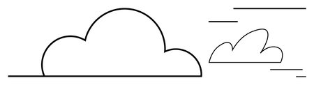 Simple cloud outline with thin breeze lines, evoking calm and flow. Ideal for weather, nature, minimalism, environment, digital technology, branding, or a simple landing pageのイラスト素材