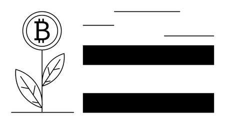 Bitcoin coin growing as plant with leaves, symbolizing sustainable wealth, growth, investment potential, cryptocurrency evolution. Ideal for blockchain, finance, fintech, innovation digital economyのイラスト素材