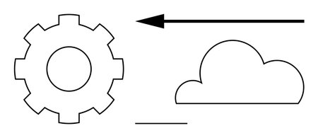 Workflow concept. ation of gears, clouds, and arrows workflow efficiency, technology integration, and productivity. Workflow supports various operations and project planning. Ideal for businessのイラスト素材