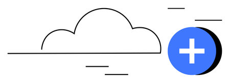 Cloud storage concept. Cloud data storage with a plus sign upload and cloud computing. Cloud storage...