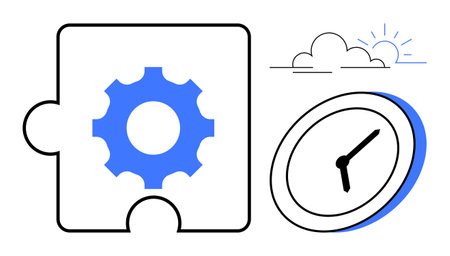 Time management, productivity, teamwork, problem-solving, task optimization, innovation. A gear in a...