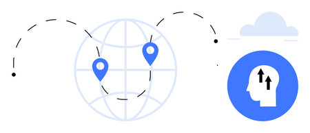 Global connection concept. Global link technology with two locations on a globe. Global...