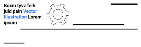 Gear outline with scattered text and horizontal lines represents abstract technology, data organization, and creativity. Ideal for business, engineering, networking, education, design conceptsのイラスト素材