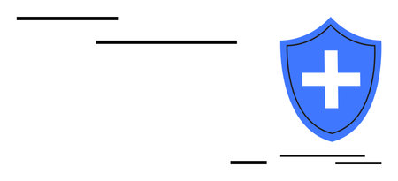 Healthcare, protection, medical safety, insurance, security, digital health. A  with a white cross...