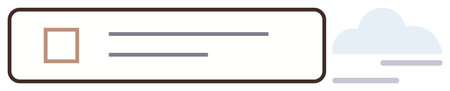 Rectangular list interface featuring a checkbox and two lines, paired with a cloud element. Ideal...