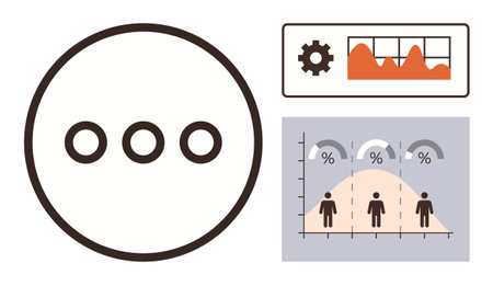 Circular loading indicator, bar and line graph in settings panel, statistical distribution with user...