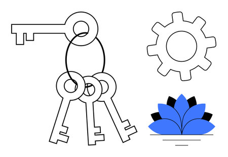 Keyring with keys symbolizes security gear suggests mechanics, processes, or teamwork, and ...